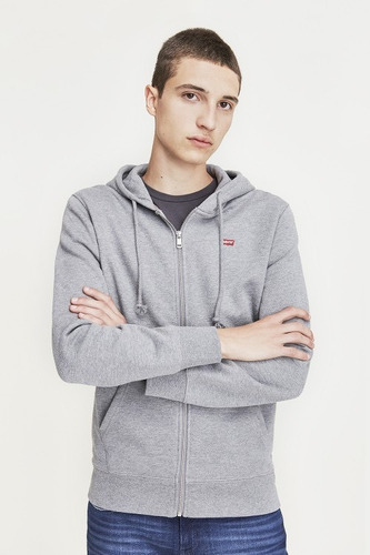 Buzo Levis Hombre Canguro Negro Clas. Batwing Zip Negro