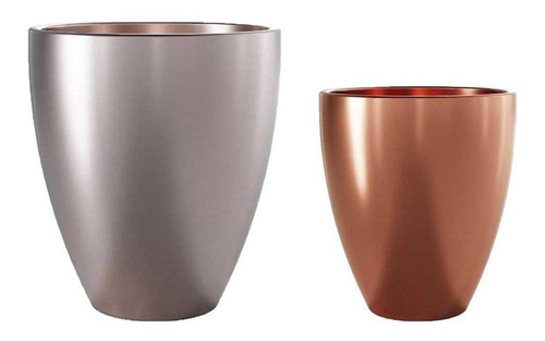 Kit 2 Vasos Cachepô Cerâmico Frankfurt Bronze/prata