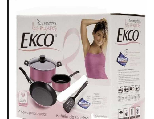 Imagen 2 de 2 de Baterías De Ollas Rosa Con Teflon 5 Piezas