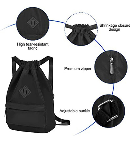 Morral De Gimnasio Con Cordón - Bolsa Grande De Nailon