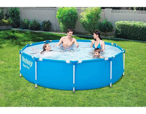 Alberca estructural redonda Bestway 56678 con capacidad de 4678 litros de 3.05cm de largo x 3.05cm de ancho de 3.05m de diámetro azul