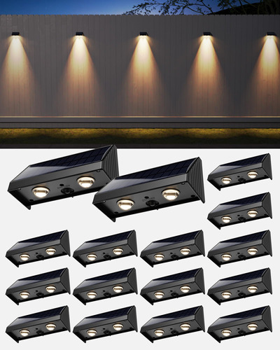 Jackyled Paquete De 16 Luces Solares Para Valla, 50 Lumenes,