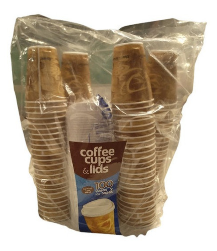 Vasos Para Cafe 100 Pack Con Tapa 12oz