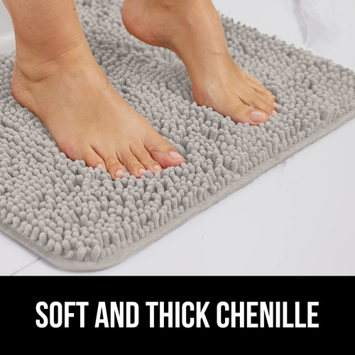 Alfombra Baño Absorbente De Felpilla Extra Suave Gris Claro