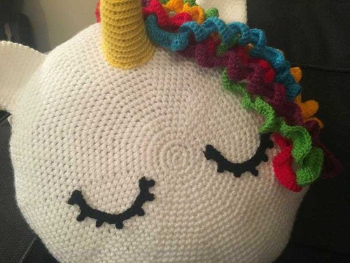 Almohadón Unicornio Crochet Decorativo Divino 40cms 