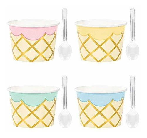 Ice Cream Party Treat Cups With Spoons, 8 Ct