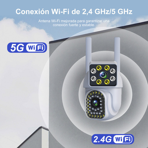 Cámara De Seguridad Wifi Exterior 8mp Alarma Con Doble Lente Cámara De Vigilancia Inalambricas Doble Pantalla Con Led