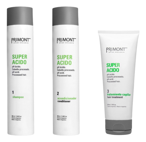 Shampoo + Acondicionador + Tratamiento Súper Acido Primont