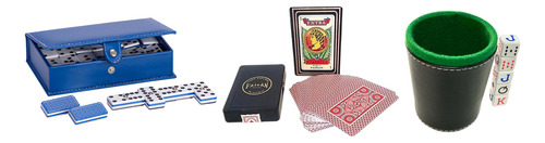 Domino Rombos Azul + Baraja Faisan Española Roja + Cubilete