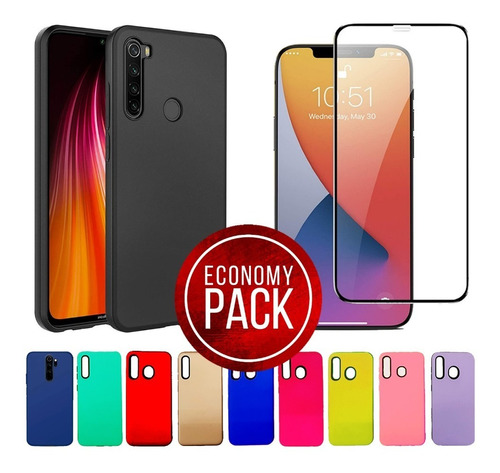 Protector Case Rígido + Vidrio Full Cover Huawei Y9 2019