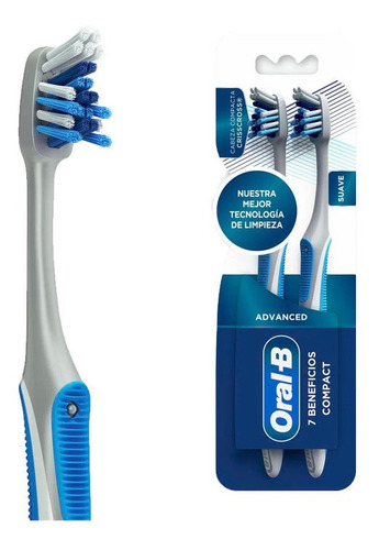 Imagen 3 de 6 de Cepillo Dental Oral B Compact 7 Beneficios X 2 Un