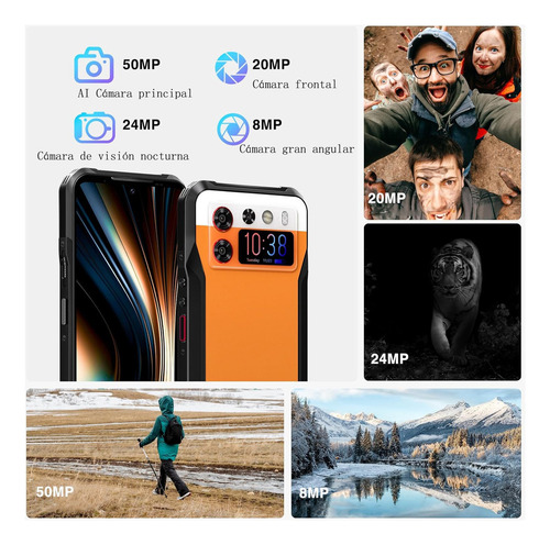 Doogee V20s 5g Celular 32gb+256gb/tf 2tb 6.43 Hd Pantalla 50mp+24mp Visión Nocturna 6000mah (33w) Carga Rápida Android 13 Doble Sim