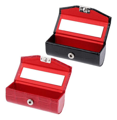 2x Estuche De Material Cuero Para Pintalabios,