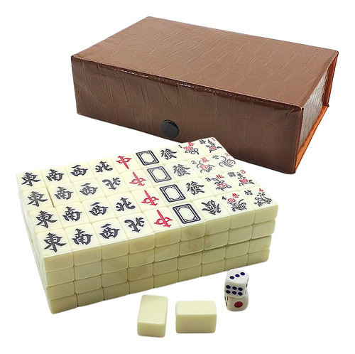 - Mini Caja De Bolsillo Portátil De Mahjong, Exquisita Piel