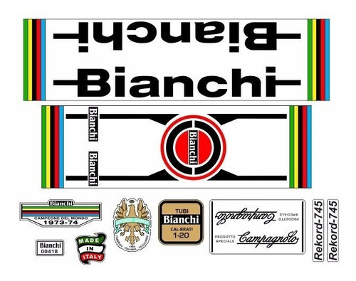 Conjunto Adesivos Bicicleta Antiga Bianchi Campagnolo