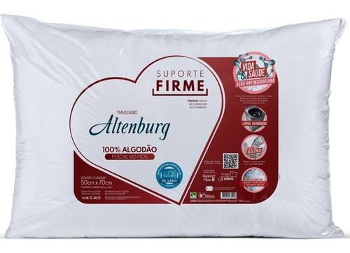 Travesseiro Suporte Firme Percal 50x70cm Altenburg Branco