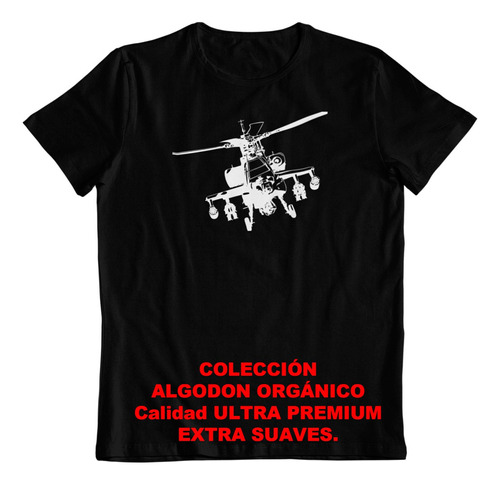 Polera - Dtf - Algodon Organico - Apache Helicoptero Combate