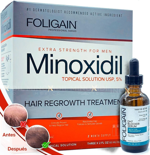 Total Pack Minoxidil 5% Tópico + Suero Bloqueador Dht 59 Ml