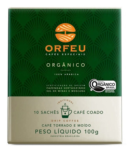 Imagem 1 de 4 de Café Em Sachê Orfeu Orgânico 10 Sachês Drip Coffee