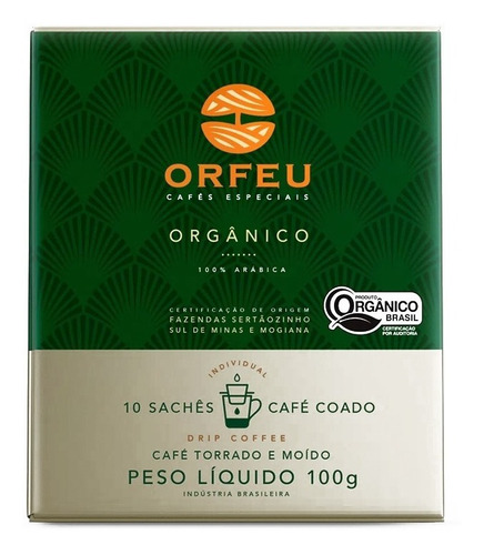 Café Especial Orfeu Moído Em Sachê Orfeu Orgânico 10 Sachês Drip Coffee