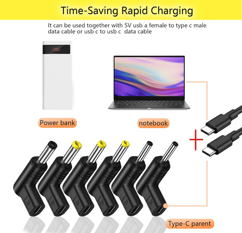 Adaptador Usb Tipo C Hembra A Cc Macho 90 Grados