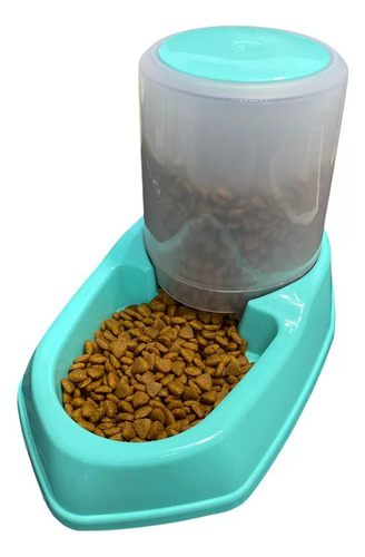 Comedero O Bebedero Dispenser Alimento Agua Perro Gato Tolva Turquesa