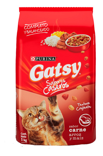 Comida Para Gatos Gatsy Purina Sabor Carne Arroz Maiz 1kg