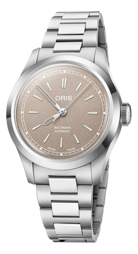 Reloj pulsera Oris 01 531 7797 4056-07 8 17 06 con correa de acero color plateado - fondo marrón