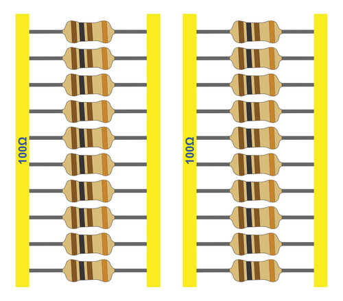 20 Resistor 100 Ohm 1/4w Azul Led 5v Para Arduino Raspberry