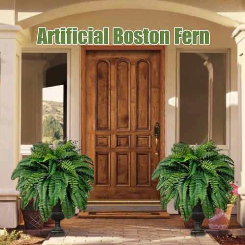 Plantas Artificiales Helecho Boston Hierba Decorativa 2 Unid
