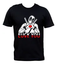 Comprar Remera Negra Deadpool Love You Fuck You Marvel Studios