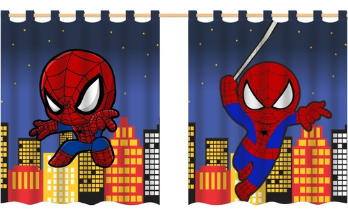 Kit de cortinas para crianças Homem-Aranha da Mands Decor com 3 capas de almofada 