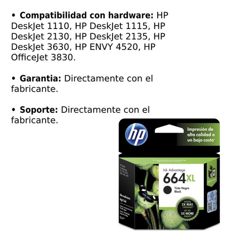 Imagen 3 de 5 de Cartucho De Tinta Hp 664xl Negro