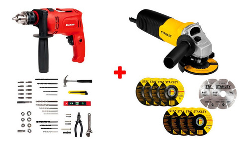 Imagen 1 de 5 de Taladro Percutor 650w + Esmeril 710w + 108 Accesorios