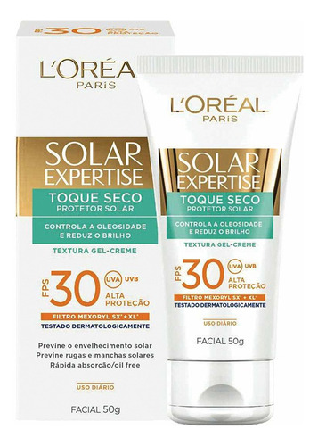 Protetor Solar Toque Seco Gel-Creme Facial FPS 30 L'oréal Paris Solar Expertise Caixa 50g