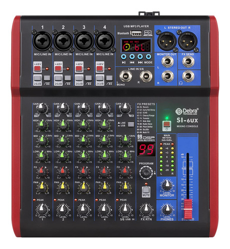 Debra Si-6ux Mezclador Grabacion Portatil Profesional Audio