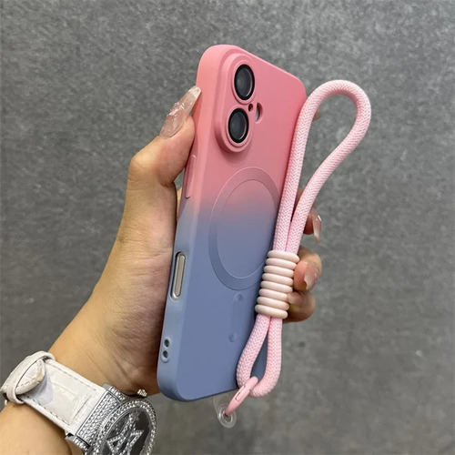 Funda Case Para iPhone Magsafe De Gradiente Uso Rudo + Correas
