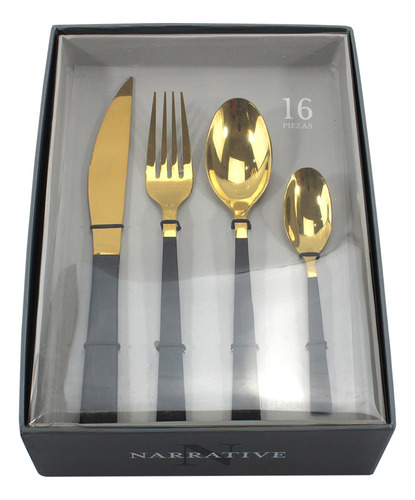 Set De 24 Cubiertos Dorado