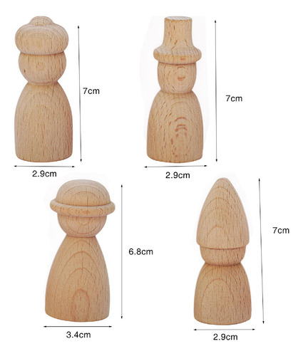 2 X 4 Uds. De Muñecos Con Clavija De Madera, Juguetes Para
