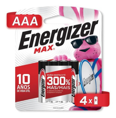 Pila AAA Energizer Pilas Max Cilíndrica - pack de 4 unidades