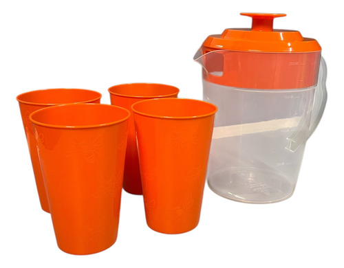 Paquete 12 Jarras Plástico 2 Litros Con 4 Vasos Multicolor Multicolor