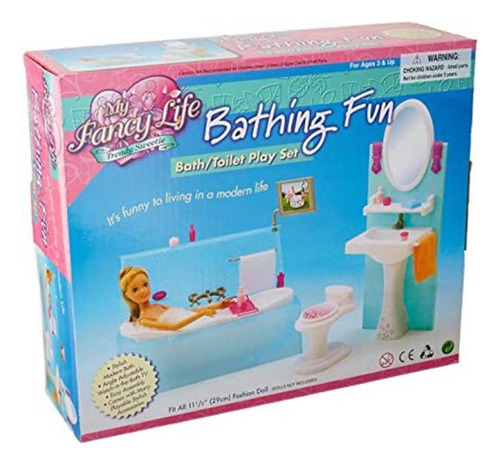 Baño Con Bañera Y Juego De Tocador De Barbie. Juego De