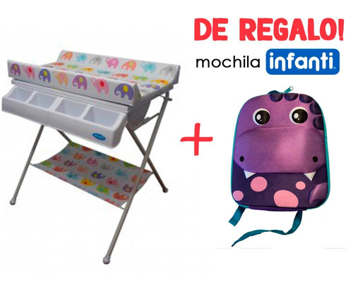 Bañera Con Cambiador Para Bebe + Mochila De Regalo Infanti