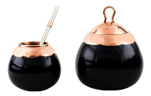 Juego De Mate De Cerámica Cobre Negro