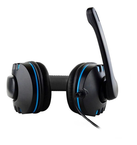 Headset 7.1 Com Fio Stereo Guerra Dos Games Ps4 Ps3 P2 3.0 Cor Preto/azul Luz Azul