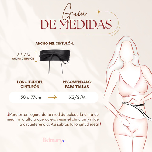Cinturón Ancho Obi Wrap Con Lazo Ajustable Vegano Mujer Negro Único