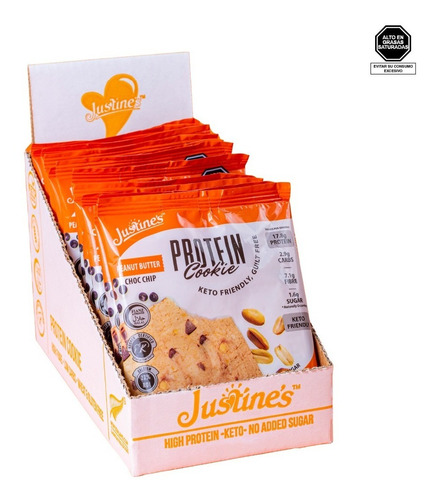 Caja De Barras Proteicas Justine's Protein Cookies X12 Und