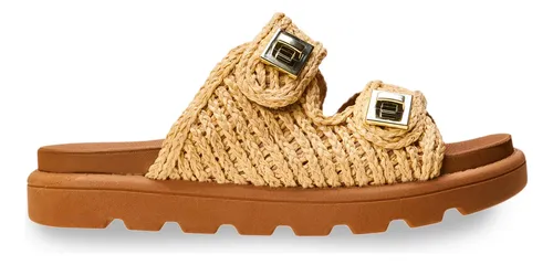 Sandália Casual Feminina Papete Natural Vizzano
