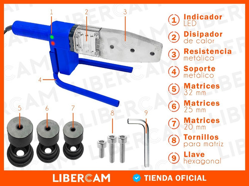 Imagen 7 de 10 de Termofusora 800w + 6 Boquillas + Maletín Agua Gas 220v
