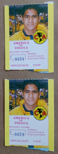 Dos (2) Boletos Del Partido Fútbol América Vs. Toluca (1998)